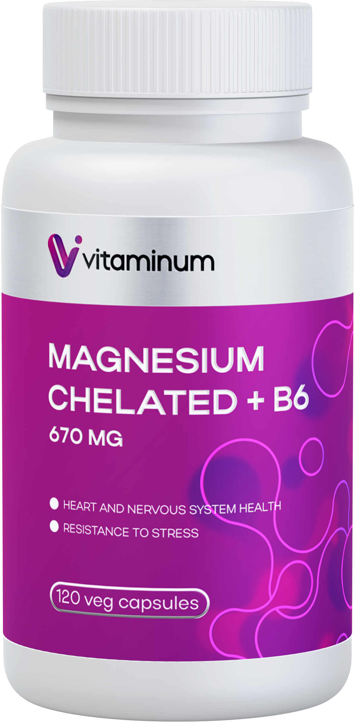  Vitaminum МАГНИЙ ХЕЛАТ + витамин В6 (670 MG) 120 капсул 800 мг  в Красноперекопске